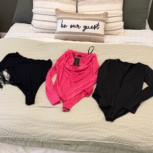 3 set Elegant Black and Pink Women's bodysuits